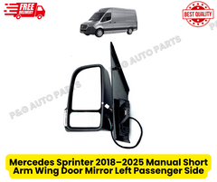 Mercedes Sprinter 2018–2025 Manual Short Arm Wing Door Mirror Left Passenger Side