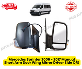 Mercedes Sprinter 2006 - 2017 Manual Short Arm Door Wing Mirror Driver Side O/S