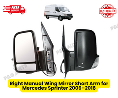 Right Manual Wing Mirror Short Arm for Mercedes Sprinter 2006–2018