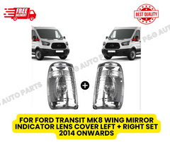 FOR FORD TRANSIT MK8 WING MIRROR INDICATOR LENS COVER LEFT + RIGHT SET 2014 ONWARDS