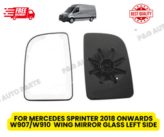 FOR MERCEDES SPRINTER 2018 ONWARDS W907/W910 WING MIRROR GLASS LEFT SIDE