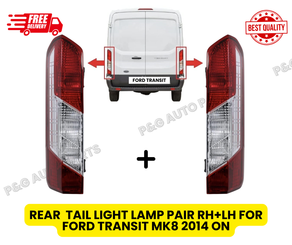 REAR TAIL LIGHT LAMP LENS LEFT & RIGHT FOR FORD TRANSIT MK8 (2014+ONWARDS)