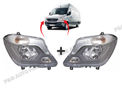 Mercedes Sprinter Headlights Pair 2006–2018 Nearside & Offside Complete Lamps Set