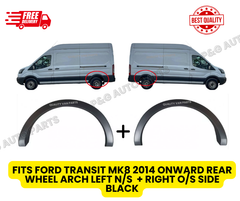 FITS FORD TRANSIT MK8 2014 ONWARD REAR WHEEL ARCH LEFT N/S  + RIGHT O/S SIDE  BLACK