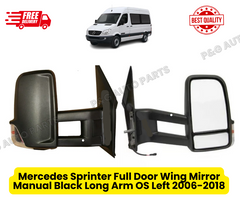 Mercedes Sprinter 2006 - 2018 LONG ARM Manual Door Wing Mirror Driver Side O/S