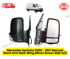 Mercedes Sprinter 2006 - 2017 Manual Short Arm Door Wing Mirror Driver Side O/S
