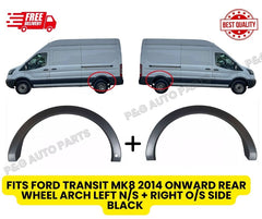 FITS FORD TRANSIT MK8 2014 ONWARD REAR WHEEL ARCH LEFT N/S  + RIGHT O/S SIDE  BLACK