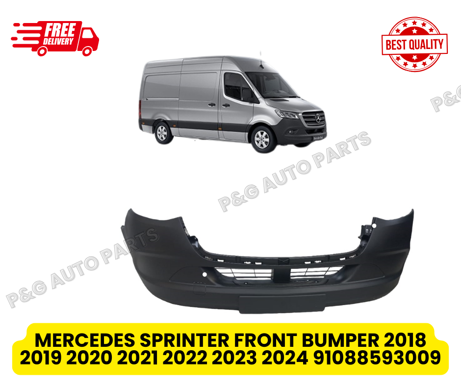 Mercedes Sprinter 2018-2025 Front Bumper Black Textured No Sensor Holes No Fog