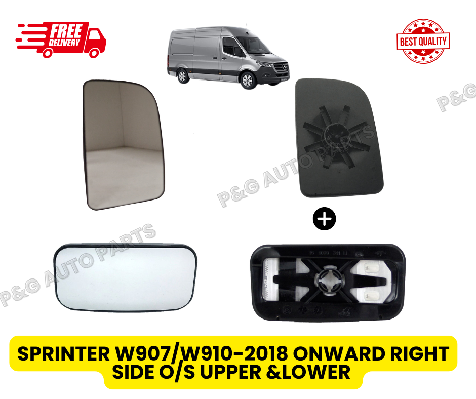 Mercedes Sprinter 2018-ONWARDS  Upper AND  Lower Wing Mirror Glass RIGHT SIDE O/S