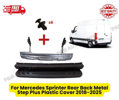 For Mercedes Sprinter Rear Back Metal Step Plus Plastic Cover 2018-2025+x6 clips