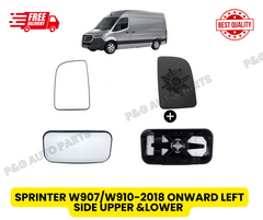 Mercedes Sprinter 2018-ONWARDS  Upper AND  Lower Wing Mirror Glass LEFT SIDE N/S