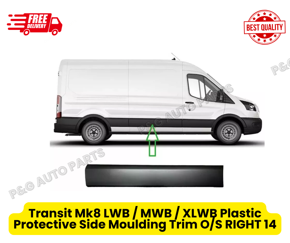Transit Mk8 LWB-MWB -XLWB Plastic Protective Side Moulding Trim O/S RIGHT-2014 onward