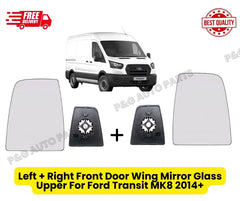 Left + Right Pair Front Door Wing Mirror Glass Upper For Ford Transit MK8 2014+