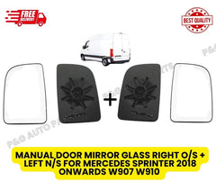MANUAL DOOR MIRROR GLASS RIGHT O/S + LEFT  N/S FOR MERCEDES SPRINTER 2018 ONWARDS W907 W910