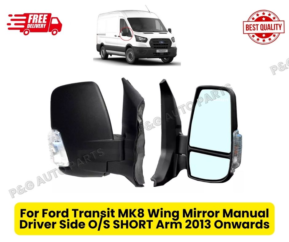 For Ford Transit MK8 Wing Mirror Manual Driver Side O/S SHORT Arm 2013 Onwards