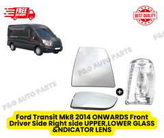 Ford Transit Mk8 2014 ONWARDS Front Driver  Side Right side   UPPER,LOWER GLASS &NDICATOR LENS